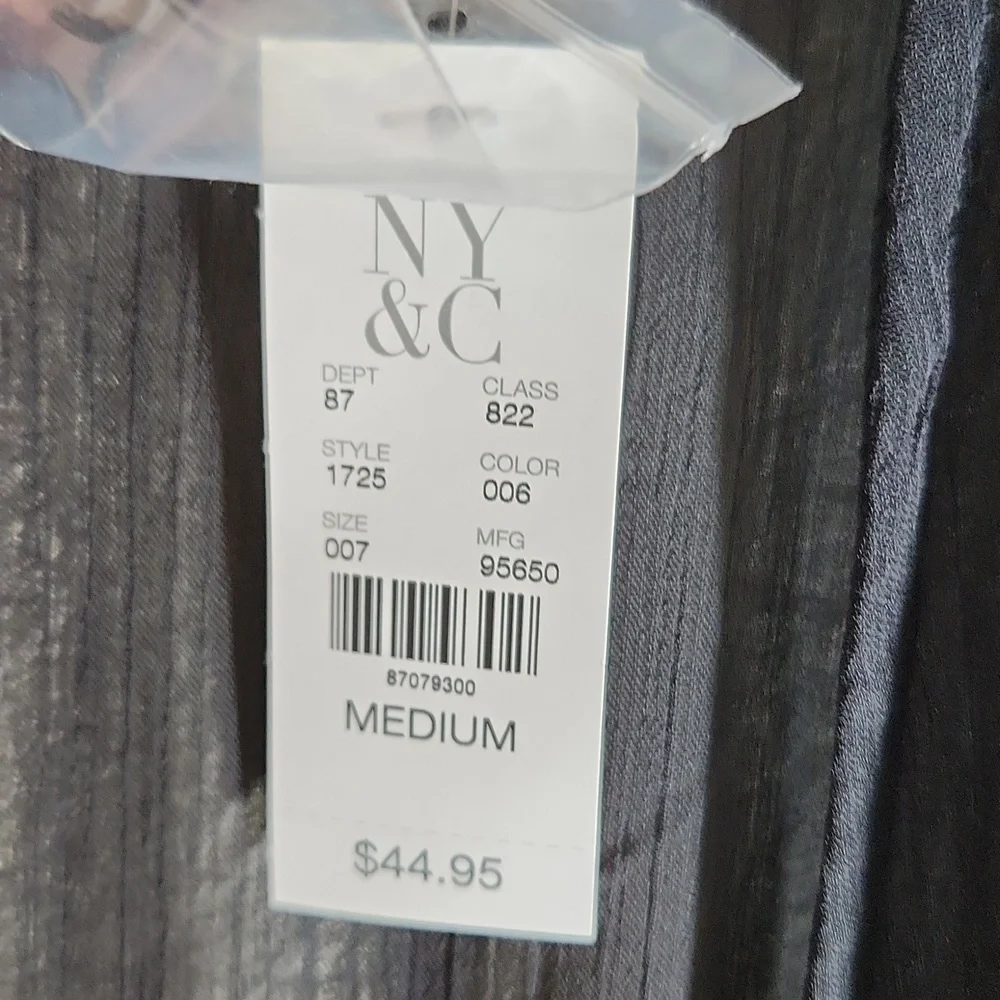 New York & Company long duster sheer duster button Medium New black Swim